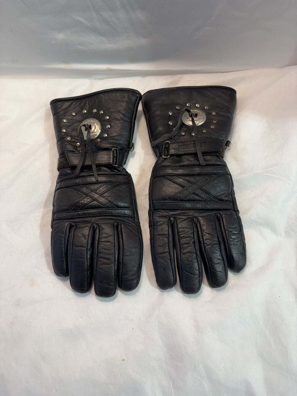 Vintage Thinsulate Thermal Leather Motorcycle Gloves Black XL